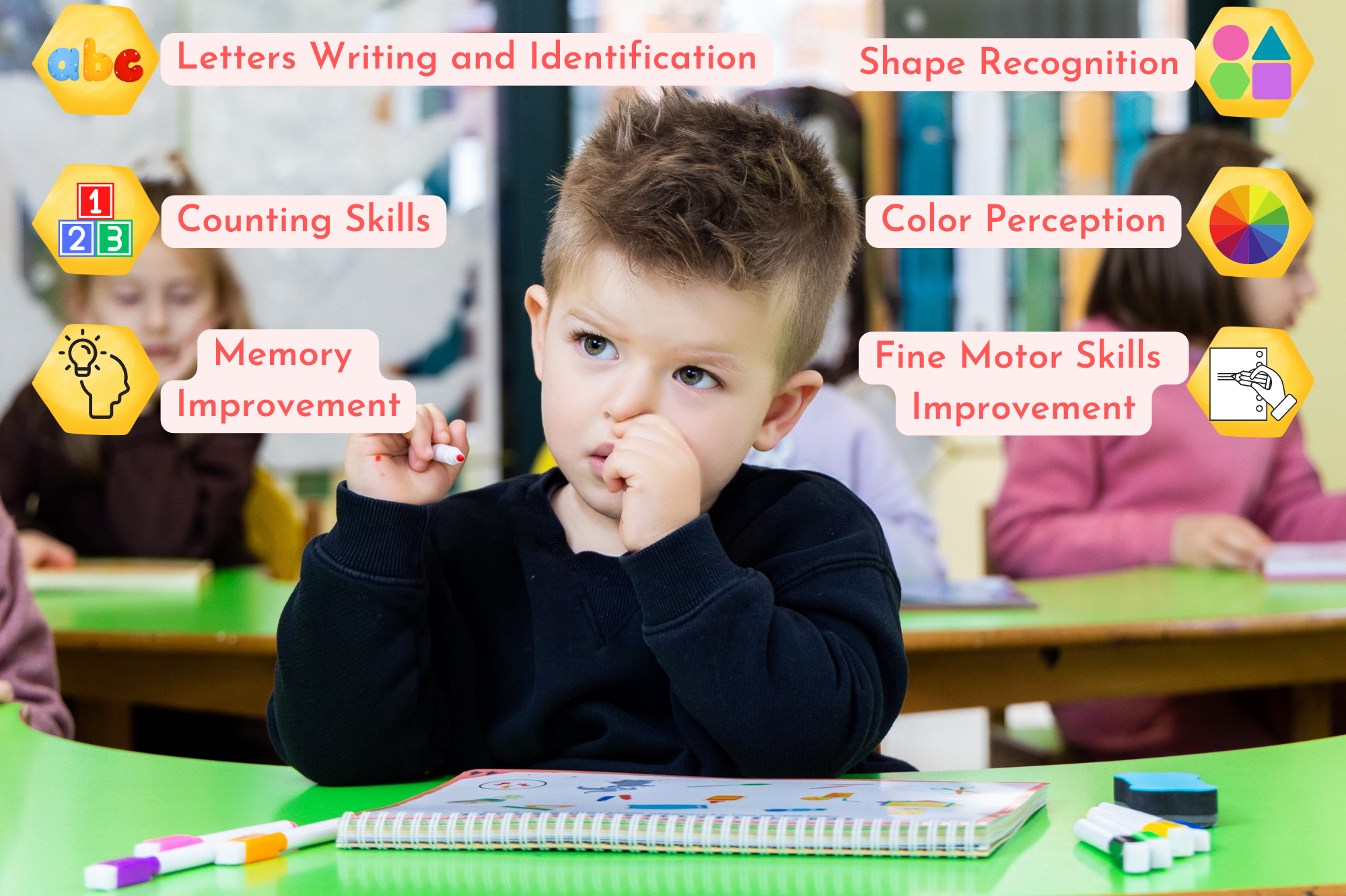 Close-up of the book's illustrations