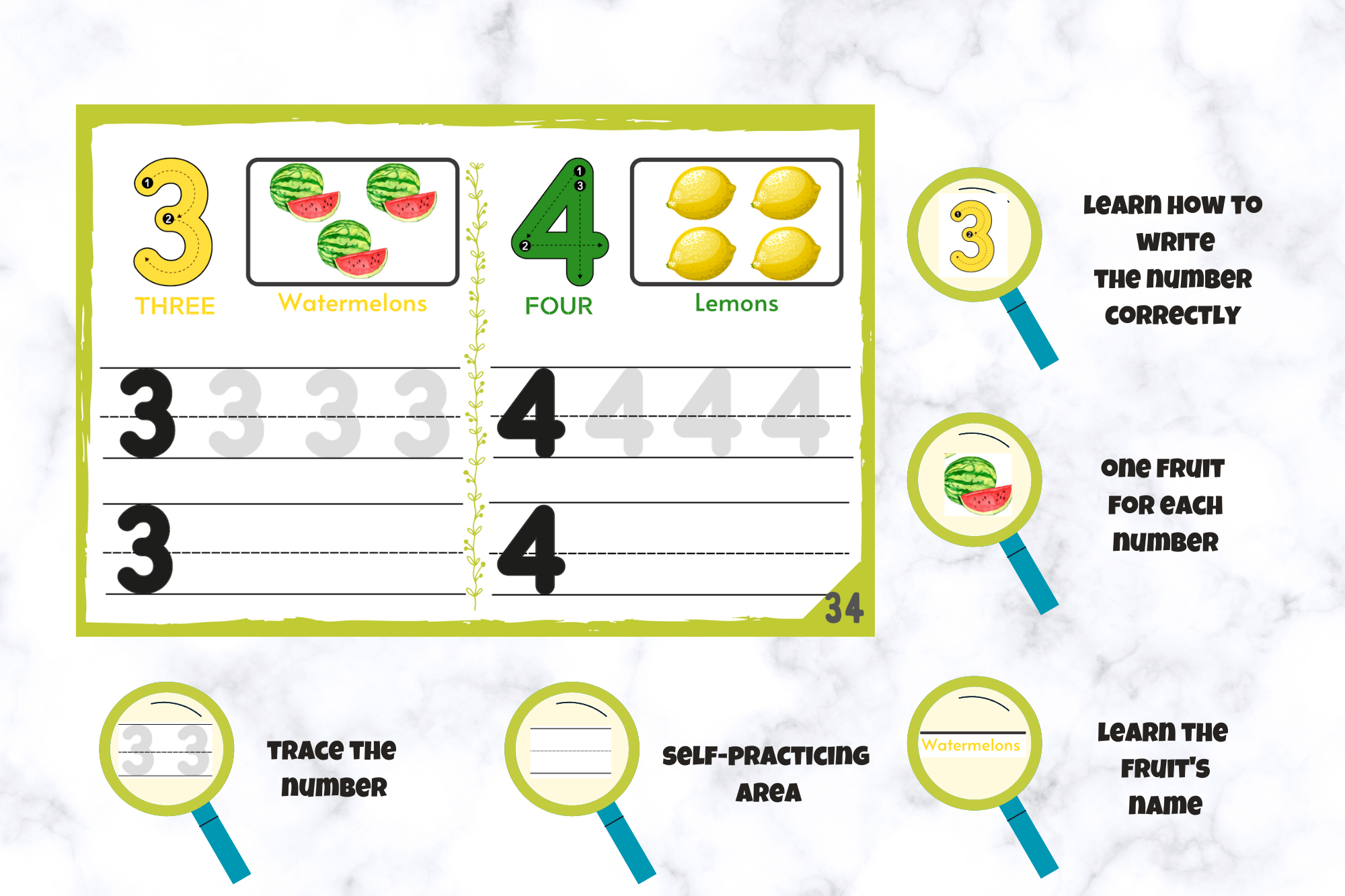 Child pointing at details in the book